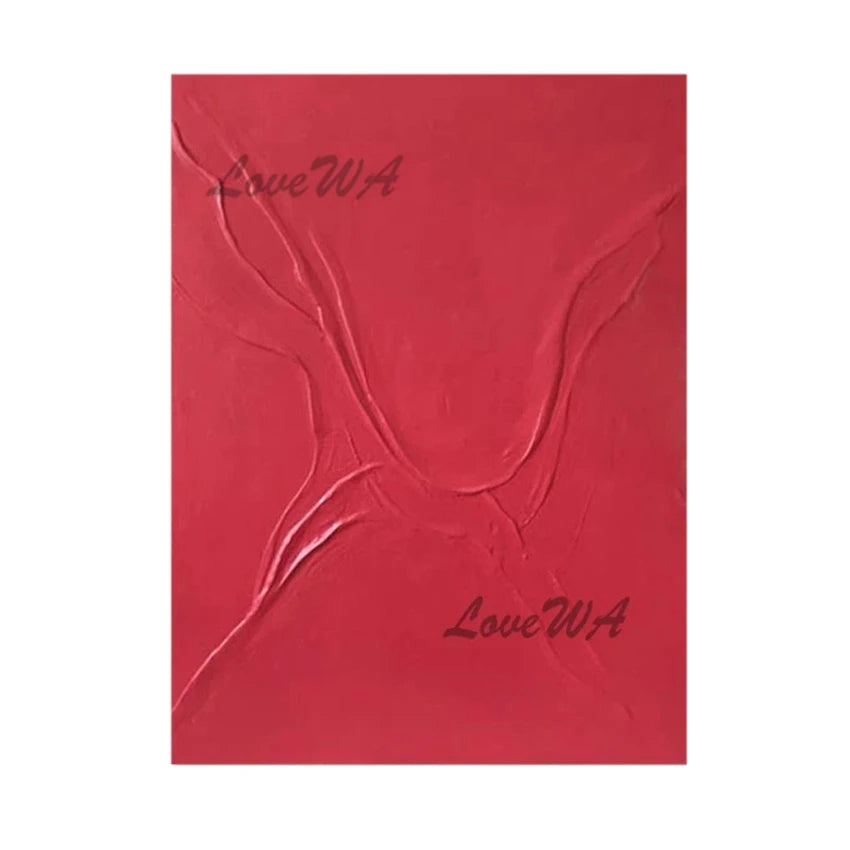 Abstract Art Textured Canvas Posters,Red Acrylic Artwork Palette Knife Oil Paintings Frameless Wall Picture For Living Room